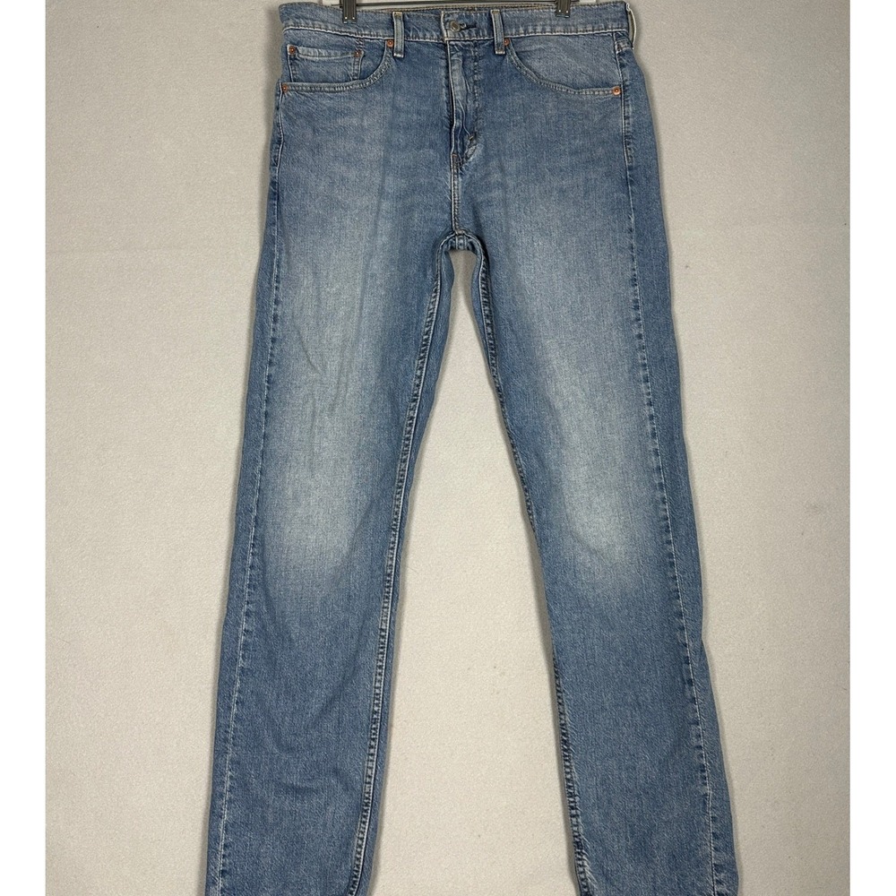Levis 505 Jeans Men 34X34 Blue Regular Fit Straight Leg Distressed Stretch Denim